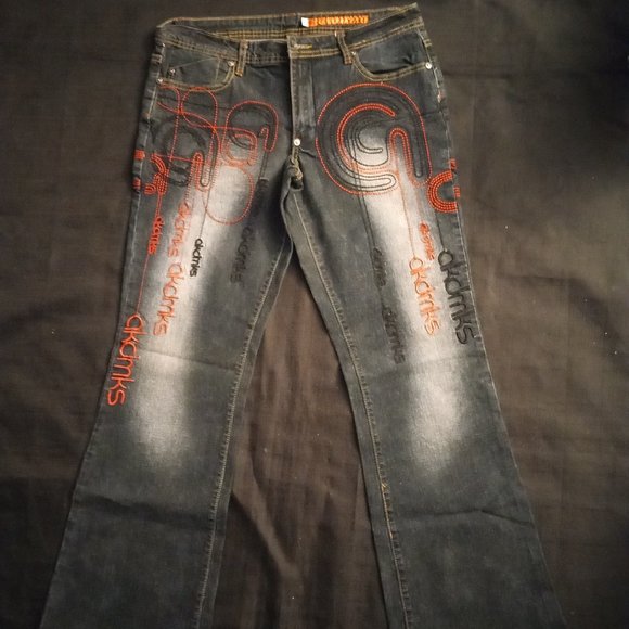 Akademiks Embroidered Embellished Flare Leg Jeans Size 13 - Picture 7 of 15